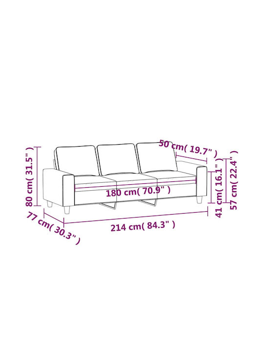 Dreisitzer Sofa Taupe 214x77x80cm