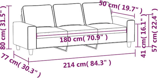 Three-Seater Couch Taupe 214x77x80 cm