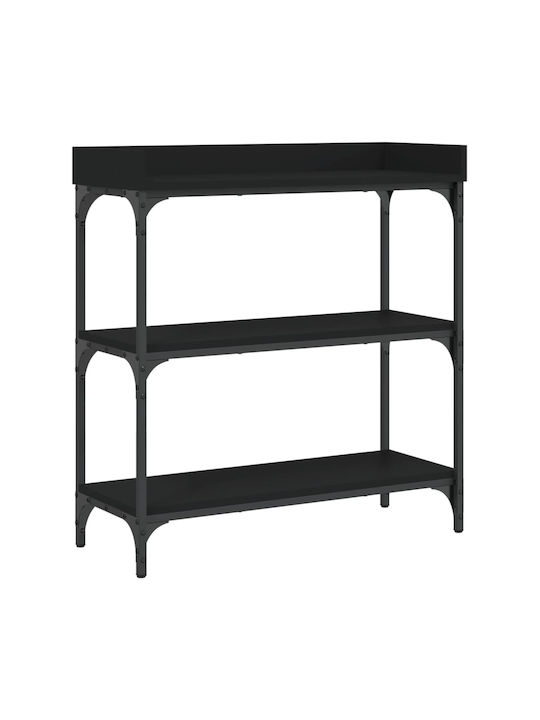 Console Table Wood & Metal Black Velvet-Black Metal L75xW30xH80cm