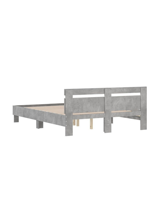 Bett Doppelbett Holz Grey Concrete mit Latten für Matratze 140x190cm