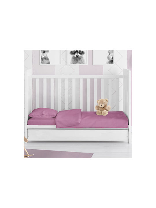 Dimcol Baby Sheet Crib Cotton Fitted Solid Solid Lilac 140x70cm