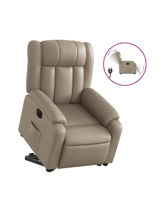 Relax Armchair with Footstool from Leatherette Beige 78x92x98cm