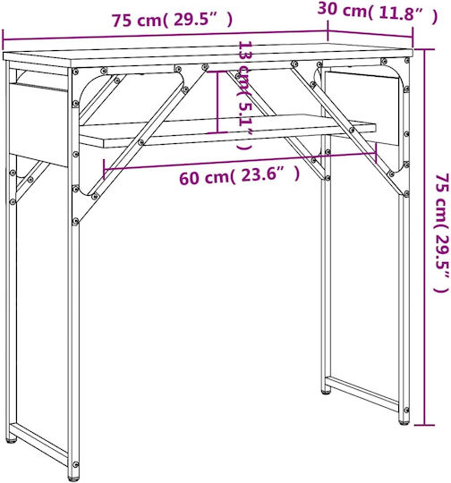 Κονσόλα από Ξύλο & Μέταλλο Γκρι Sonoma Μ75xΠ30xΥ75εκ.