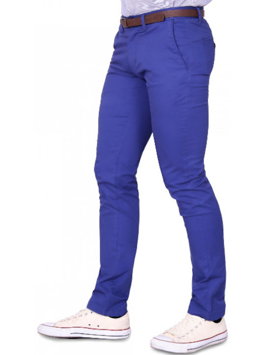 Victory Men's Trousers Chino in Slim Fit Royalblue