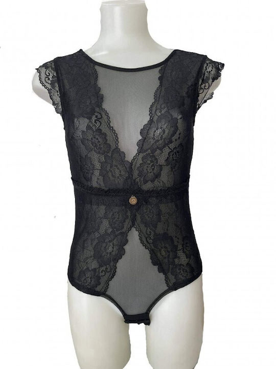 Modern Ocean Frauen Bodysuit mit Spitze Schwarz