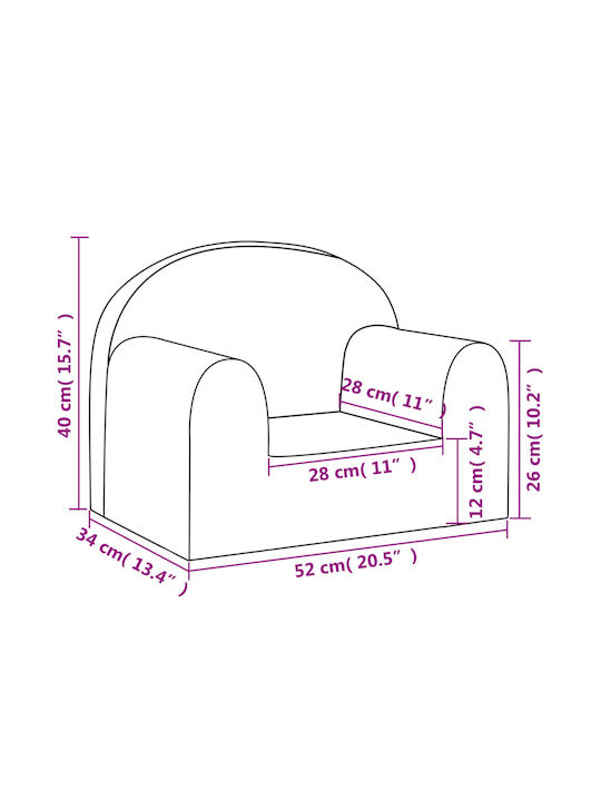 Kids Sofa Grey 52x34x40cm