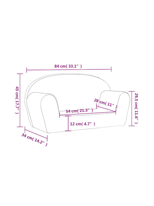 Kids Sofa Grey 84x34x45cm