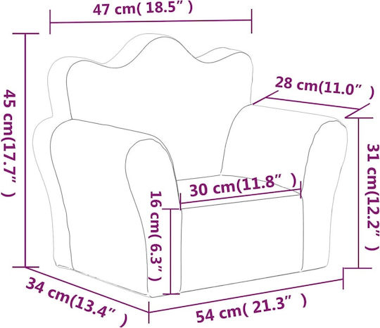 Fotoliu Roz Pentru Copii 54x34x45 cm