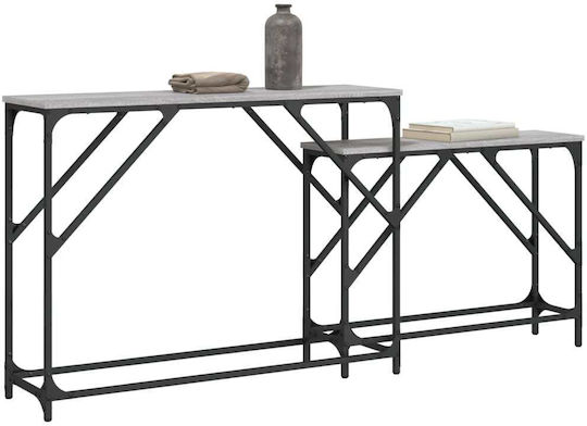 Console Table Wood & Metal Grey Sonoma L180xW28xH75cm