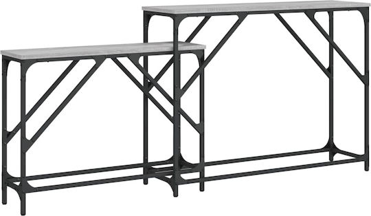 Console Table Wood & Metal Grey Sonoma L180xW28xH75cm