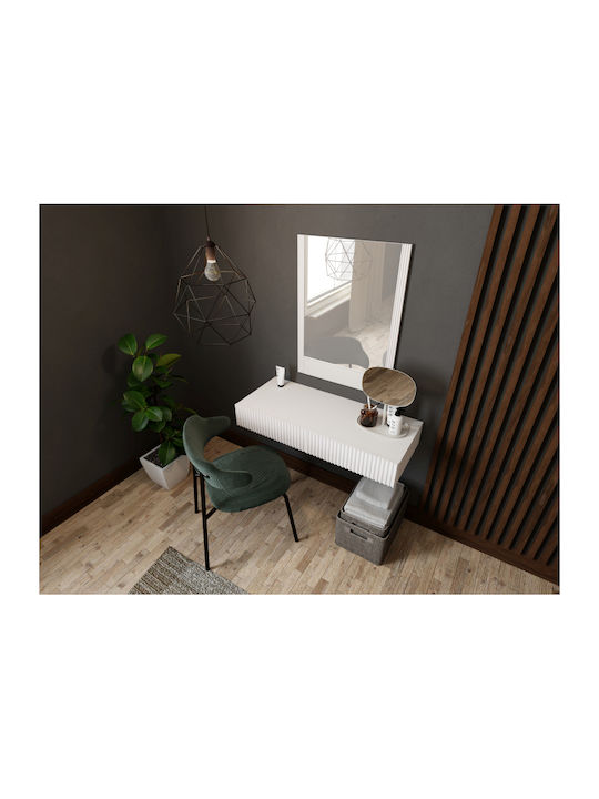 Тоалетна за грим Pafos Дървена White/White с Огледало 80x41.6x17бр