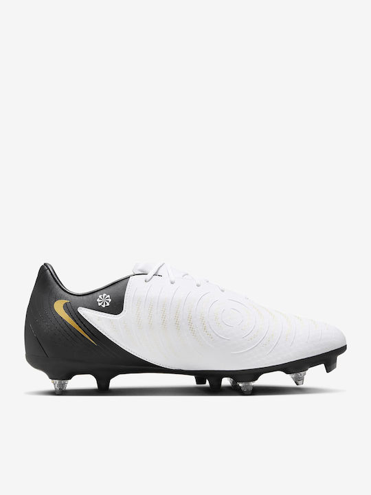 Nike Phantom GX 2 Academy Football Shoes with Cleats White / Metallic Gold Coin / Black