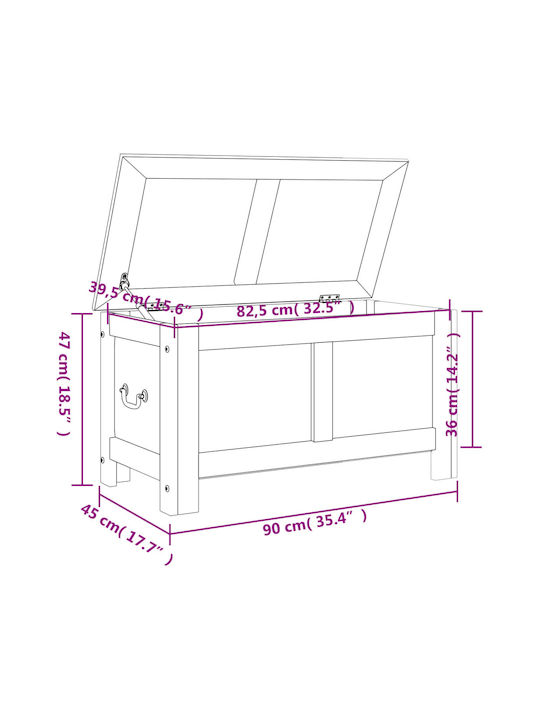 vidaXL Dekorative Truhe Hölzernes Braun 90x45x47cm