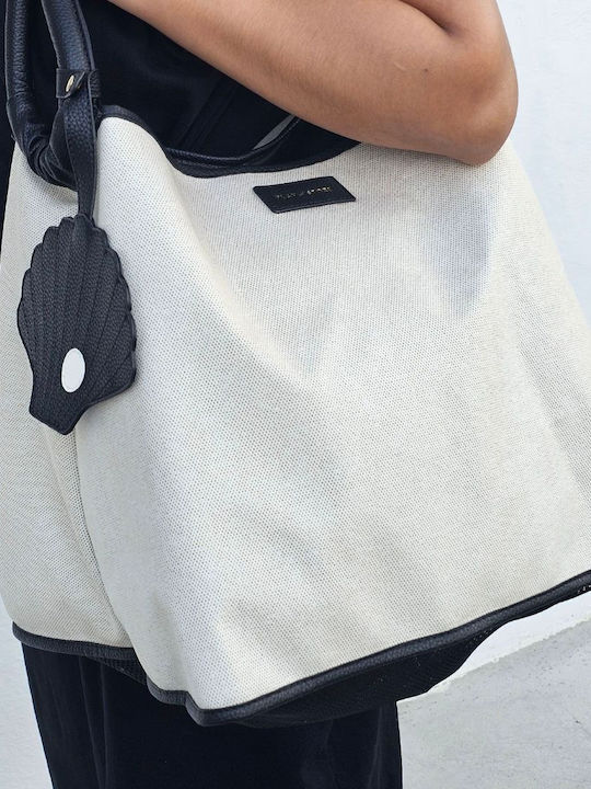 Play and Store Waterproof Fabric Beach Bag with Wallet Beige 37x34x35cm