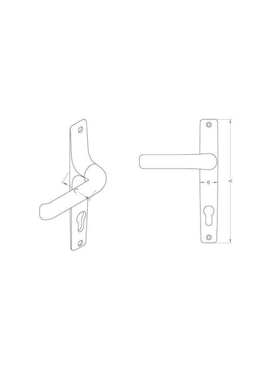 Domus Fenstergriff mit Platte Silber 6145S