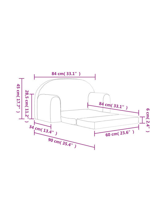 Sofa mit Armlehnen Gray 84x34x45cm 1Stück