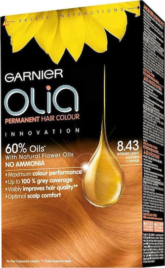 Garnier Olia Βαφή Μαλλιών Χωρίς Αμμωνία 8 Intense Light Gold Cooper 120gr