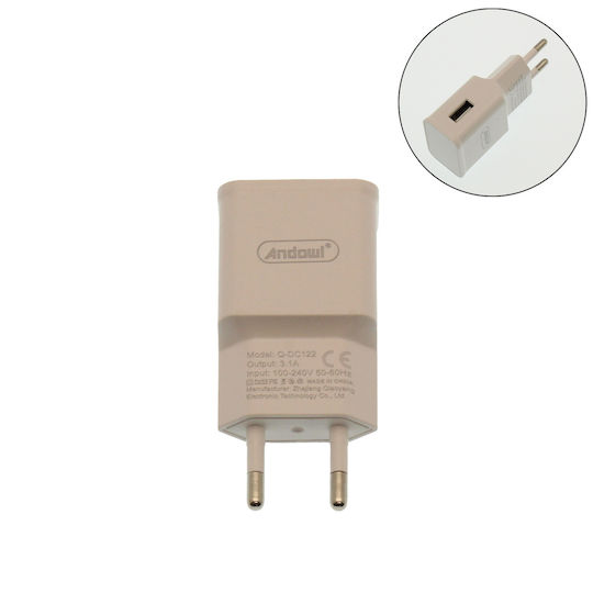 Andowl Φορτιστής και Καλώδιο Lightning 15W Λευκός (Q-DC122)