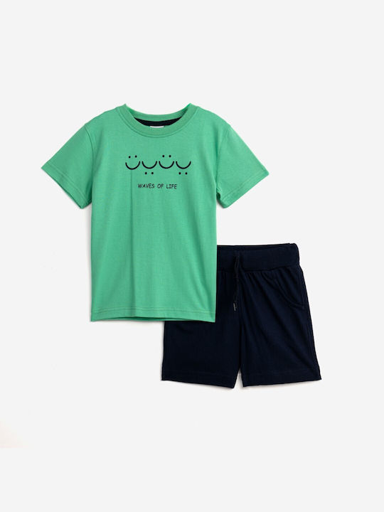 Funky Kids Set with Shorts Summer 2pcs Fresh Green