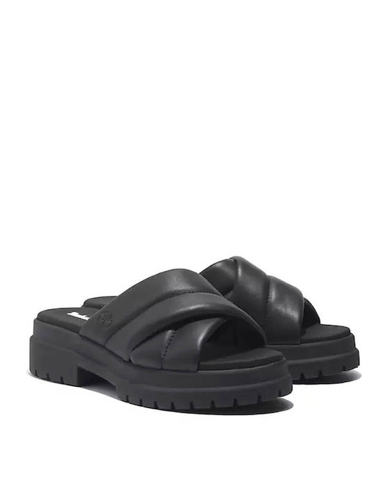 Timberland London Vibe Leder Damen Flache Sandalen in Schwarz Farbe