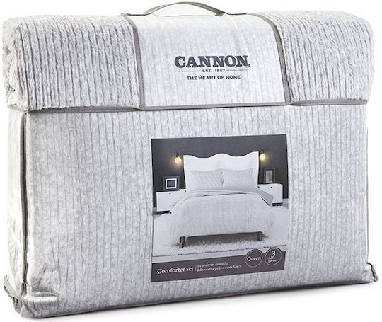 Cannon Κουβερτοπάπλωμα Σετ Υπέρδιπλο 220x240εκ. Γκρι 3τμχ
