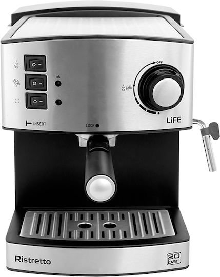 Life Ristretto Automatic Espresso Machine 850W Pressure 20bar Silver