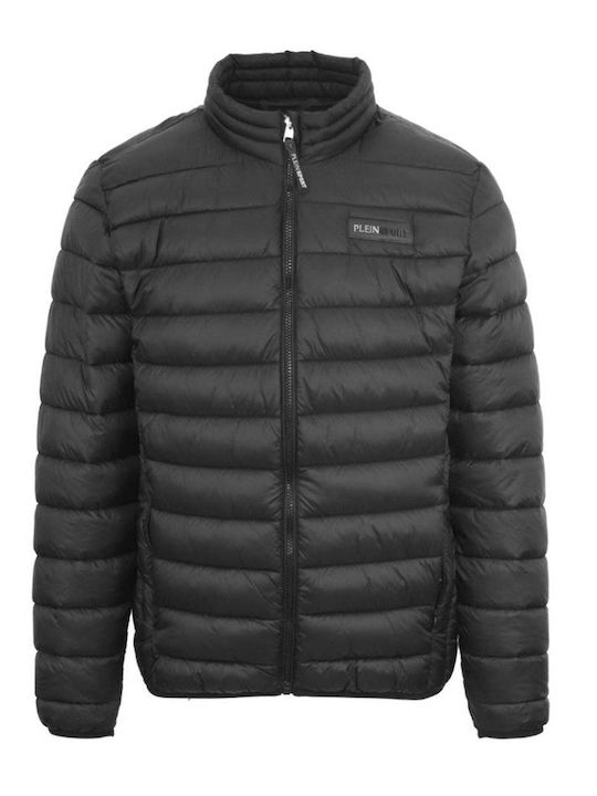 Plein Sport Herren Winter Jacke Bomber Schwarz