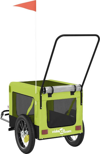 vidaXL Remorcă bicicletă pentru transport câine până la 45kg Verde M135xL73.5xA68.5cm.