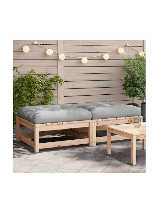 Scaun De Grădină Din Lemn Cub Pentru Exterior Cu Pernă 2 Bucăți 70x70x30cm