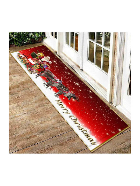Coro-tt01 Rectangular Kitchen Mat with Anti-slip Underlay Red 180x60εκ.