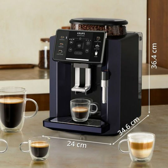 Krups Sensation Automatische Espressomaschine 1450W Druckreiniger 15bar mit Mahlwerk Schwarz EA910B