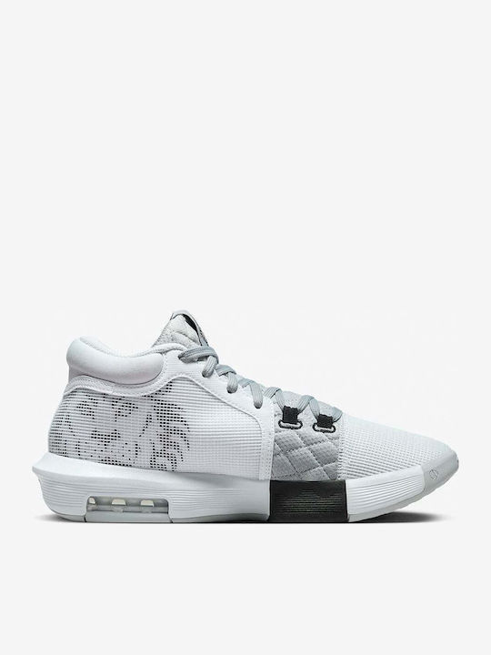 LeBron Witness 8 High Basketball Shoes White / Light Smoke Grey / Black