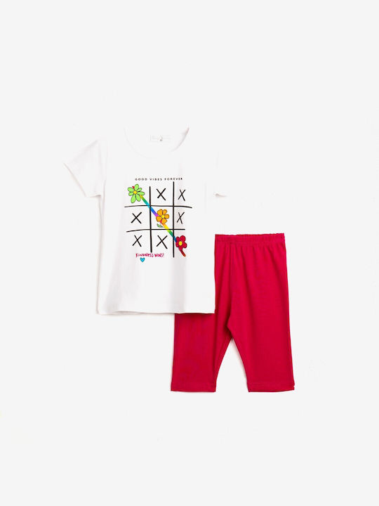 Funky Kids Set with Leggings Summer 2pcs White