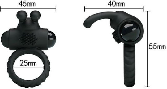 Pretty Love Eudora Vibrating Cock Ring Schwanz Silikon Schwarz