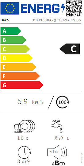 Beko Vollintegrierter Geschirrspüler für 10 Gedecke B44.8xH81.8cm