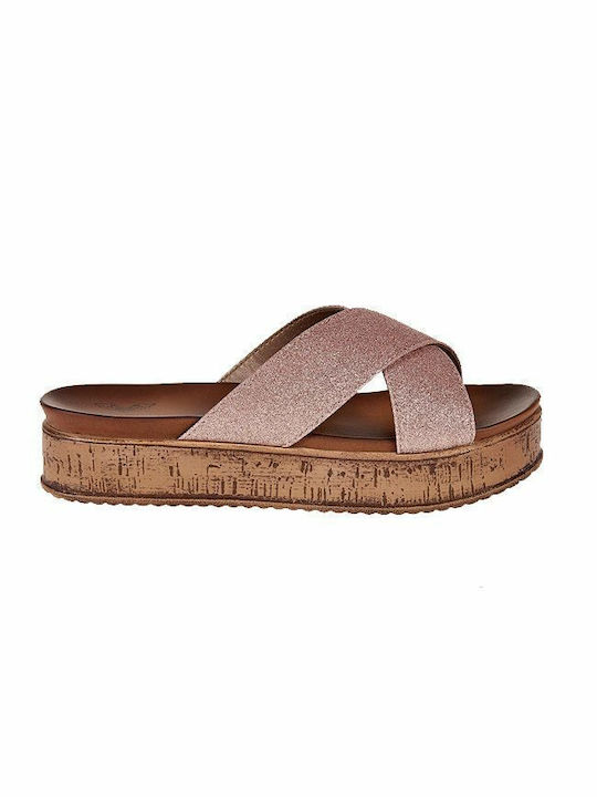 Elenross Women's Flat Sandals Flatforms in Pink Color