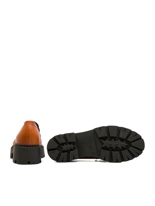 Leder Damen Mokassins in Tabac Braun Farbe