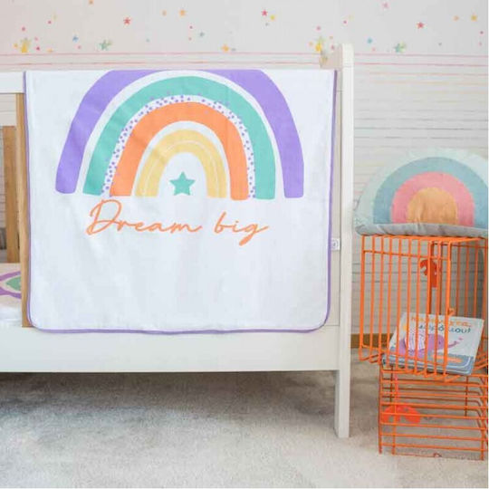 Vintage Lovers Одеяло Детски пелени за пелени Дъга 100% памук Лилав Rainbow 90x75см.