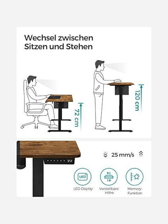 Birou Electric Din Lemn Maro Cu Picioare Metalice Și Înălțime Reglabilă 120x60x72cm