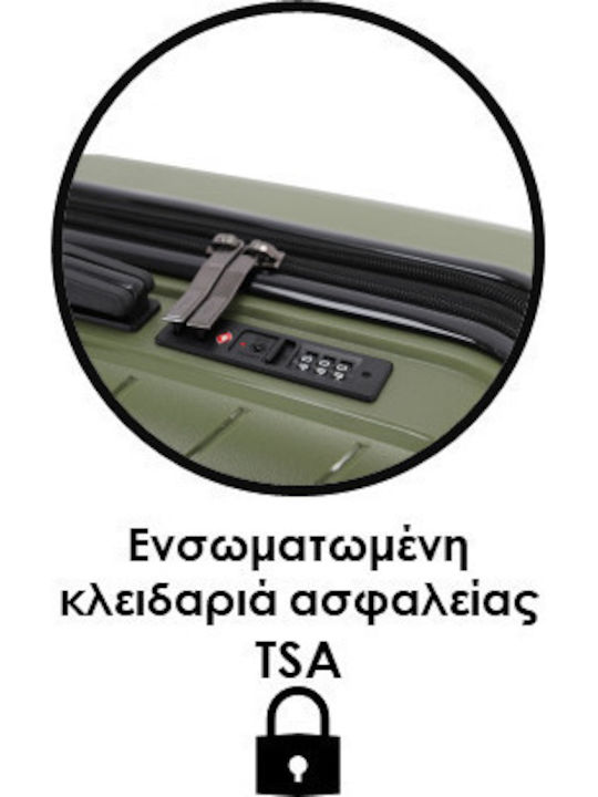 Lavor Cabin Hard Travel Suitcase Olive with 4 Wheels Height 55cm