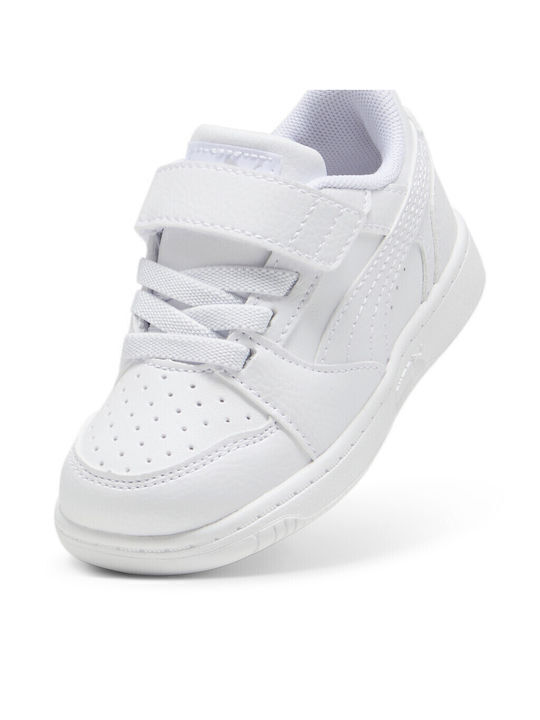 Rebound V6 Kids Sneakers with Hoop & Loop Closure White