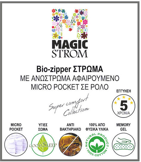 Στρώμα Bio-zipper Ανώστρωμα Αφαιρούμενο 120x200x26εκ Micro Pocket Magic Strom Ρολό