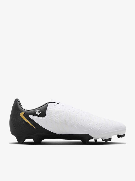 Nike Phantom GX 2 Academy Football Shoes with Cleats White / Metallic Gold Coin / Black