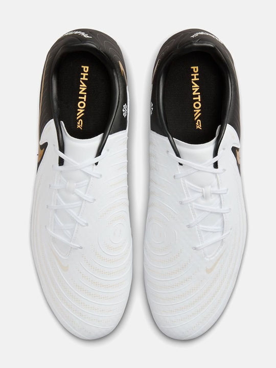 Nike Phantom GX 2 Academy Football Shoes with Cleats White / Metallic Gold Coin / Black