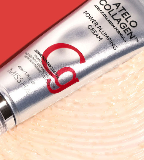 Missha Atelo Collagen 500 Power Cremă Plumping Hidratantă și Anti-îmbătrânire de Zi pentru Față cu Colagen 40ml