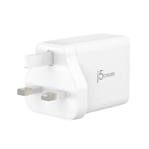 J5create Ladegerät ohne Kabel GaN mit USB-A Anschluss und 2 USB-C Anschlüsse 65W Weißs (JUP3365F-FN)