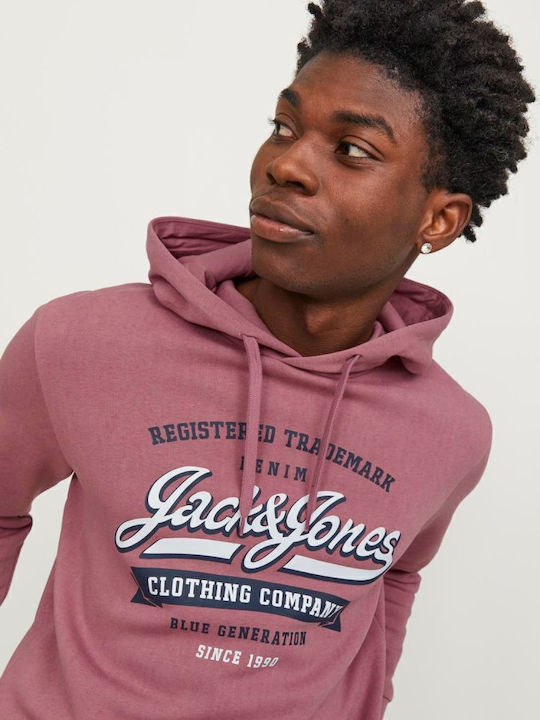 Sweatshirt Fleece with Hood Pink Dark