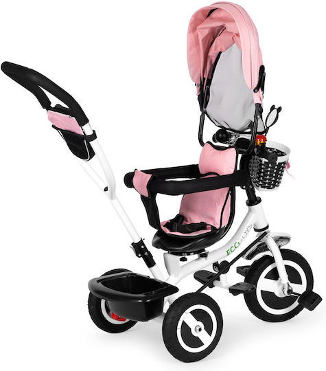 Ecotoys Kinderdreirad mit Elterngriff für 1-5 Jahre Rosa-Weiß