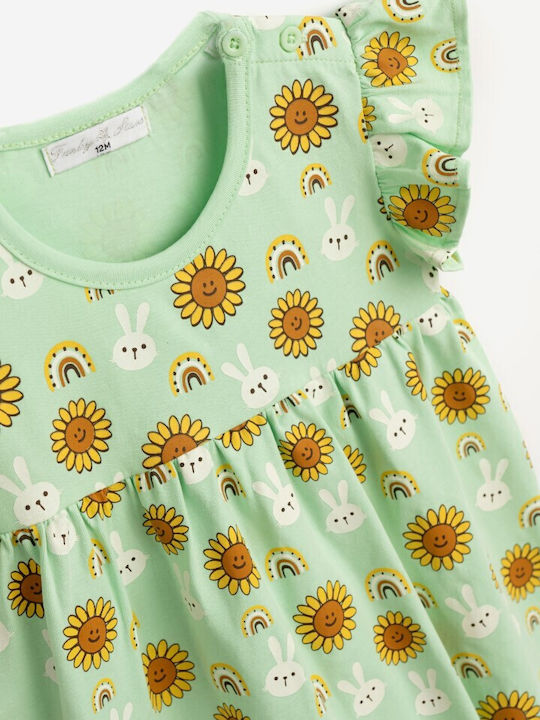 Funky Kids Dress Spring Green