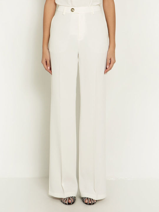 Toi&Moi Women's Fabric Trousers White